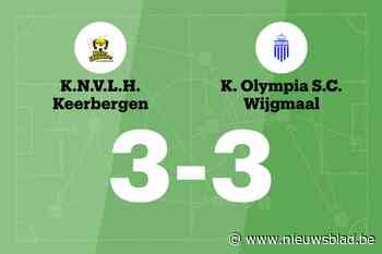 KNV Keerbergen speelt gelijk in thuiswedstrijd tegen Olympia Wijgmaal B