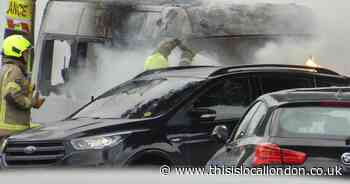Man and woman injured after two-car and ambulance fire in Bexleyheath