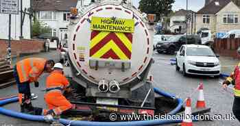Road closed after Thames Water truck gets stuck in sinkhole