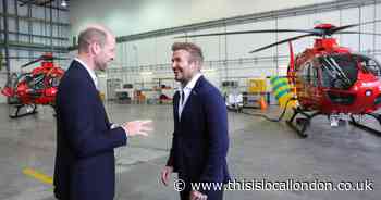 Prince William and David Beckham visit new Air Ambulance helicopters