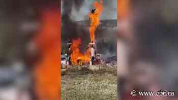 5 rushed to hospital after fire at oil drilling site north of Cochrane