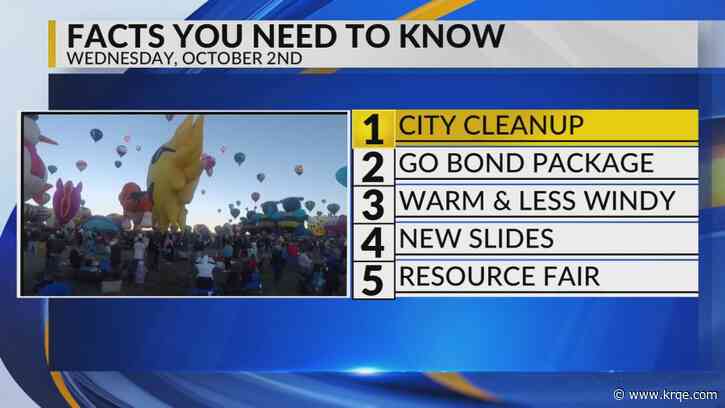 KRQE Newsfeed: City cleanup, GO Bond package, Warmer weather, New slides, Resource fair