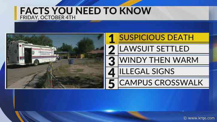 KRQE Newsfeed: Dogs removed from property, Lawsuit settled, Windy and warm, Illegal signs, Campus crosswalk