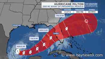 Milton now a Cat 1 hurricane, will impact Florida's west coast Wednesday