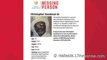 Virginia Beach police seek man missing from Wesleyan Chase area