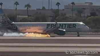 WATCH:  Frontier Airlines jet catches on fire while landing at Las Vegas airport