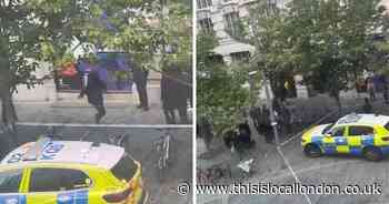 Pictures from the scene show cordons place after teen stabbed at London tube station