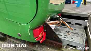 Pier train damaged after striking buffers