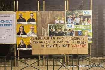 Protestslogans tussen verkiezingsborden door schoolstrijd in Lozen: “Kinderen zijn de dupe van dit beleid”