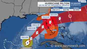 Hurricane Milton remains a powerful storm with 155 mph winds as it barrels toward Florida