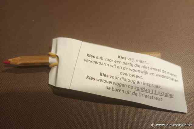 Bewoners Dries- en Elststraat krijgen potlood met stemboodschap in brievenbus
