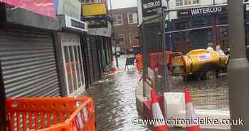 Homes and businesses flooded after a MONTH'S worth of rain hits parts of Northumberland in 24 hours