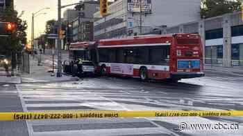 Toronto bus driver pulls man from burning, possibly stolen car after crash