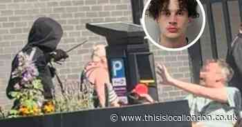 Hooded thug threatened man with huge knife whilst he was sat on bench in Harold Hill