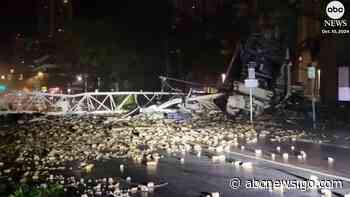 WATCH:  Crane smashes into building during Hurricane Milton