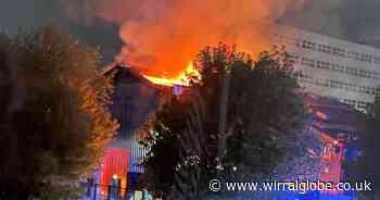 Video shows moment fire rages through Birkenhead warehouse