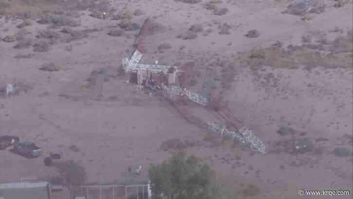 Sky News 13 flies over collapsed radio tower in North Valley