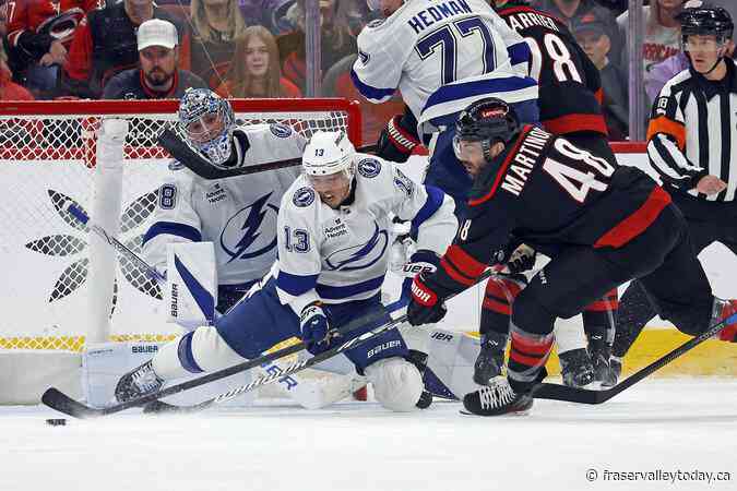 Lightning score three goals in the third-period to beat Hurricanes 4-1