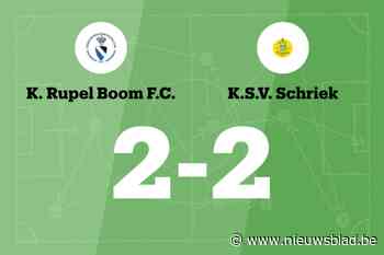 Rupel Boom B speelt gelijk in thuiswedstrijd tegen Schriek