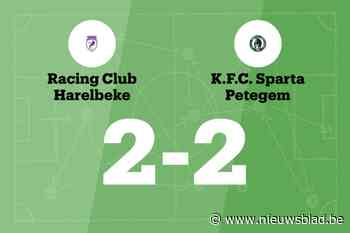 Sparta Petegem speelt gelijk in uitwedstrijd tegen RC Harelbeke