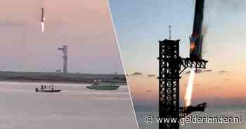 Enorme mechanische armen vangen raket van SpaceX uit de lucht
