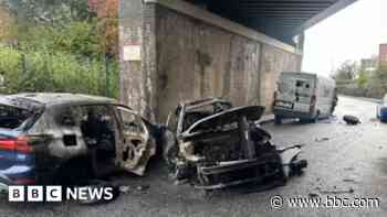 Rail delays ongoing day after three-car crash fire