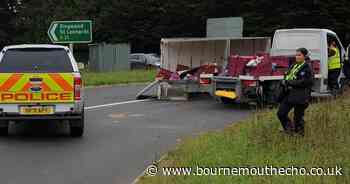 Sainsbury's delivery van 'spills its load' on busy roundabout