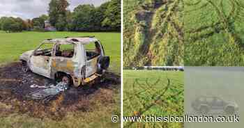 Burnt-out car left on Croydon playing fields after second night of illegal driving