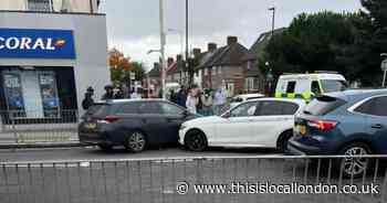Person taken to hospital after crash partially blocked road