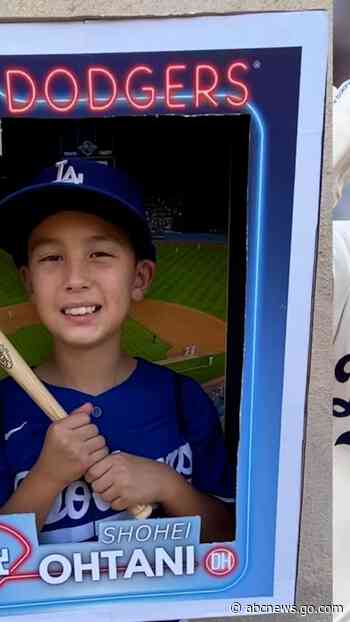 WATCH:  This 9-year-old Dodgers fan's Shohei Ohtani baseball card costume is a home run