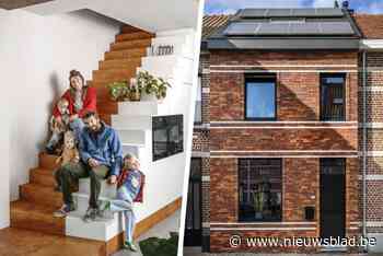 Het unieke rijhuis van Dennis en Marijke met een klimrek, een glijbaan en een keuken als trap