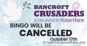 Bancroft Crusaders Bingo cancelled this Thursday 