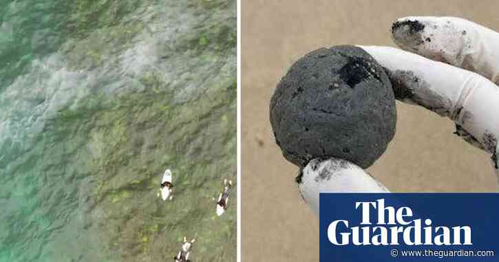 Suspected oil slick spotted off Sydney's Coogee beach after black balls wash ashore – video