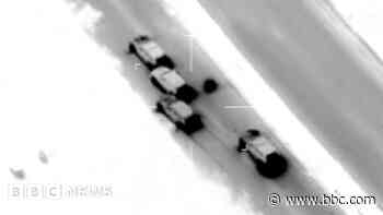 Watch police block danger driver with blown tyres
