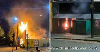 SHOCKING video shows flames erupting as south east London market burns down