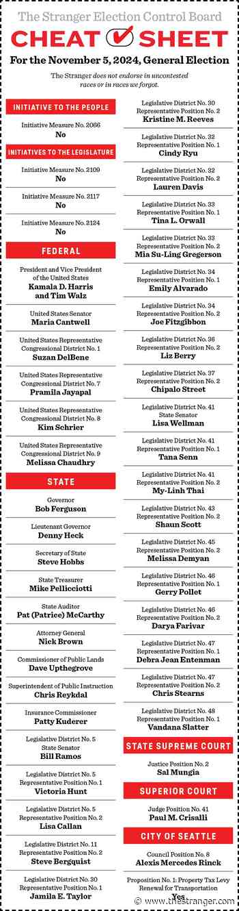 The Stranger's November 5, 2024 General Election Cheat Sheet