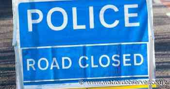 Road and motorway lane closed after lorry hit central reservation