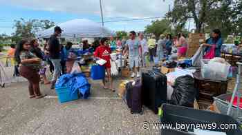 Hurricane donation site across from the Standard Apartments in Clearwater being moved