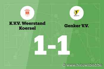 Koersel B deelt thuis de punten met Genk VV