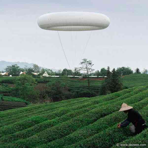 Line+ Studio floats doughnut-shaped weather balloon above rural Chinese landscape