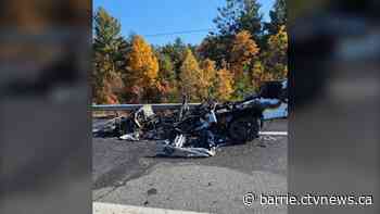 Pickup truck catches fire on 400