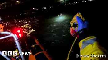 RNLI crew rescues man from the water near pier