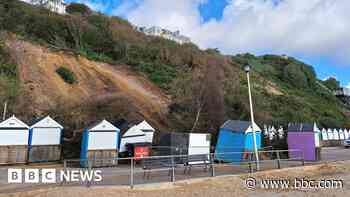 Beach huts damaged as landslip hits again