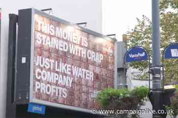 Charity unveils 'pooster' with excrement-stained £50 notes to highlight sewage pollution