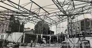 Waves being built on Blakey Moor in Blackburn was mass of girders