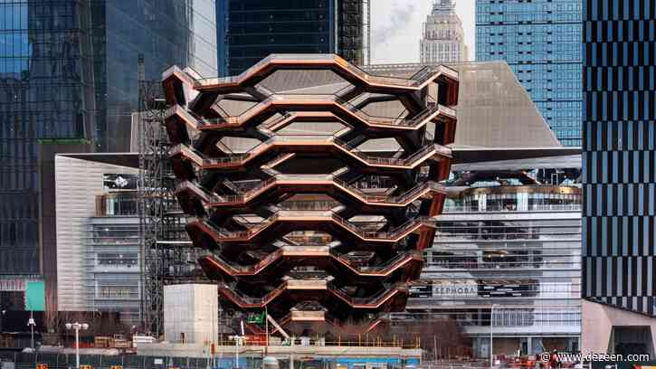 Heatherwick's Vessel reopens with safety steel mesh wrapping its exterior