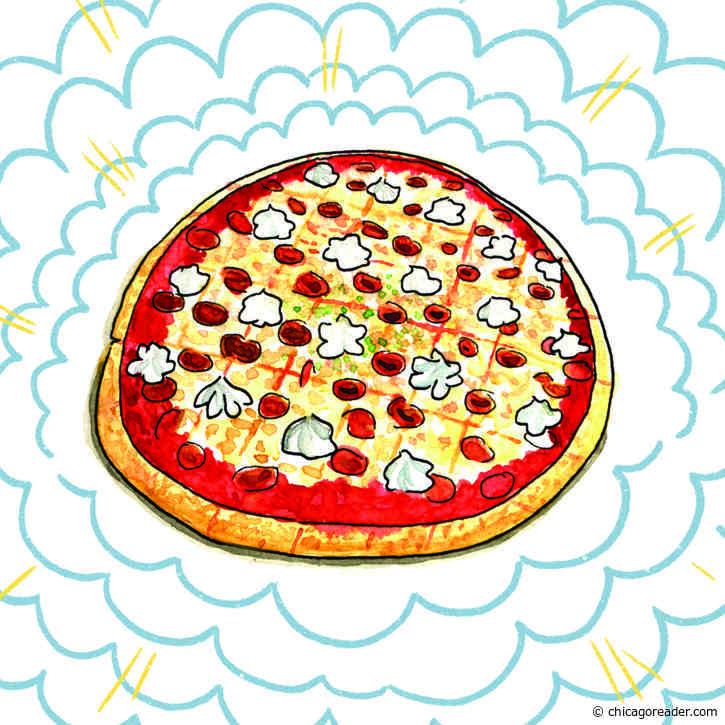 Pepperoni, hot honey, and ricotta pizza at Novel Pizza Cafe