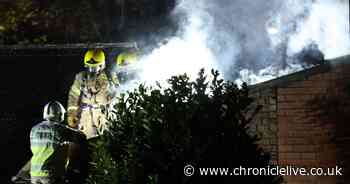 Emergency services at the scene of a fire in Ashington