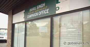 Sask. Party says bullet-holes found in window of Regina campaign office