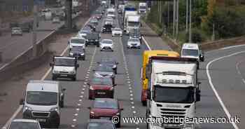 Lane closed on A14 and long delays due to broken down vehicle